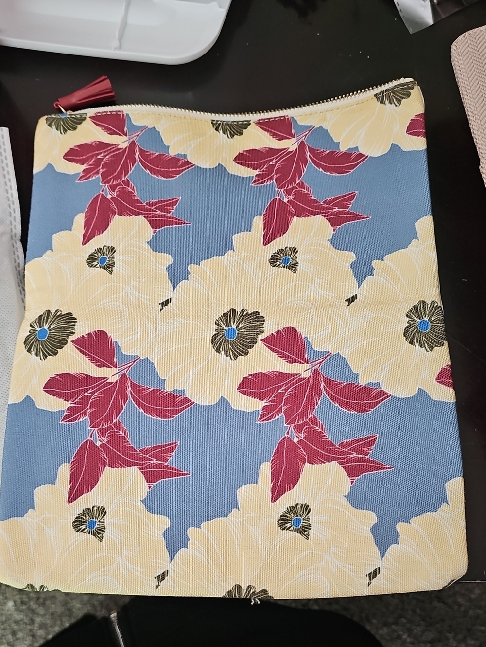 Rachel Pally Floral Zip Pouch - Blue, Cream & Pink